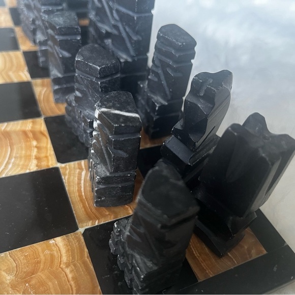 VTG Hand Carved Chess Board Game Aztec Mayan - Picture 7 of 16